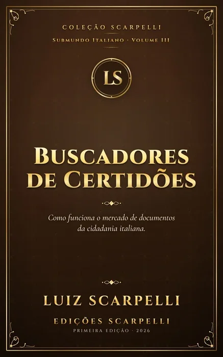 Capa do livro Buscadores de Certidões, de Luiz Scarpelli
